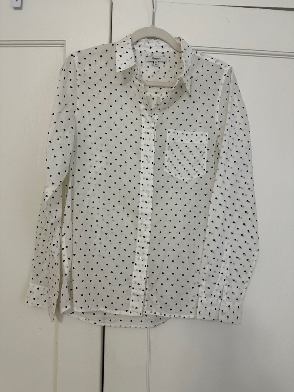 Madewell White polka dot Button-Up Shirt with Hearts